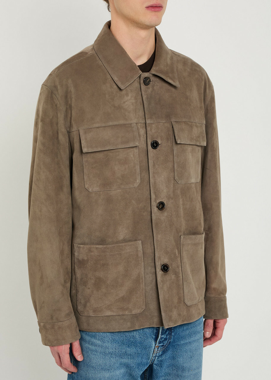 Frame Chore Suede Overshirt Taupe