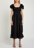 Faithfull The Brand Sunniva Panelled Cotton Midi Dress Black