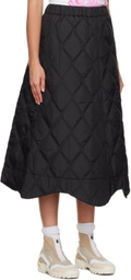 GANNI Black Quilted Midi Skirt