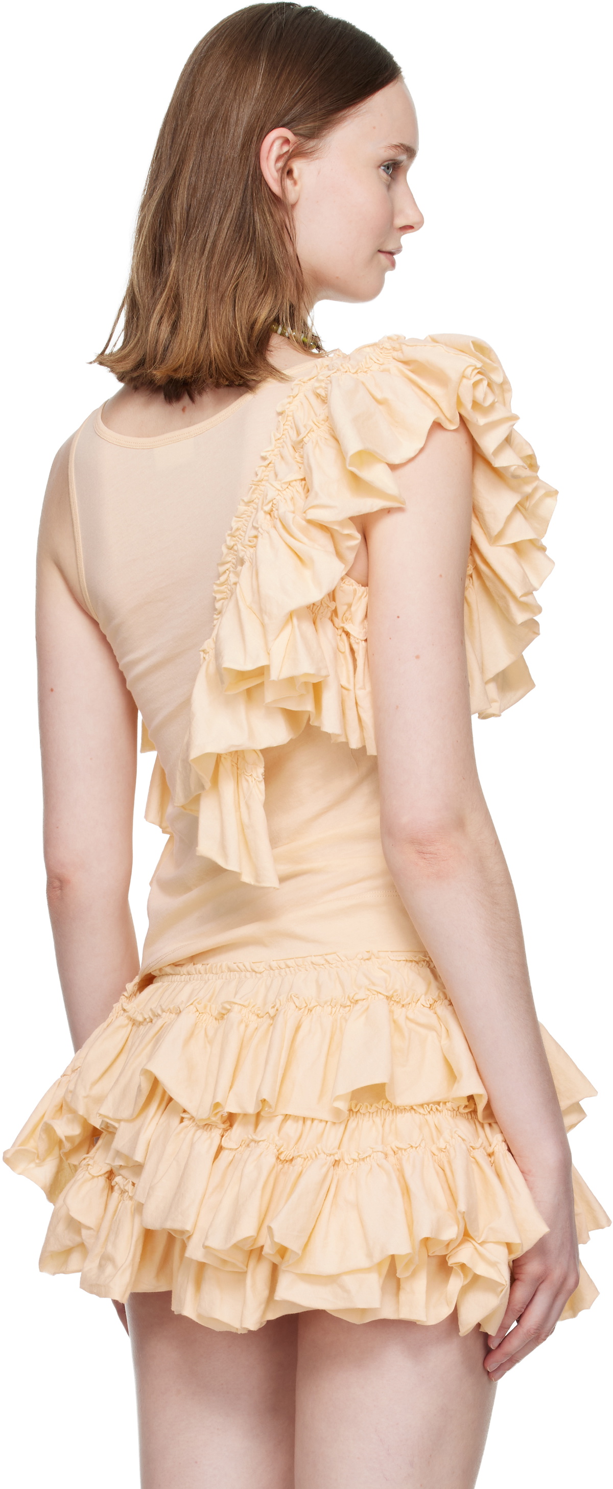 Dries Van Noten Beige Ruffled Top