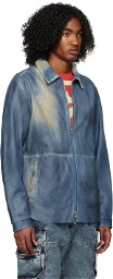 Diesel Blue L-Clime Leather Jacket