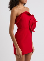 Magda Butrym Strapless Ruffled Rose Stretch-wool Mini Dress Red