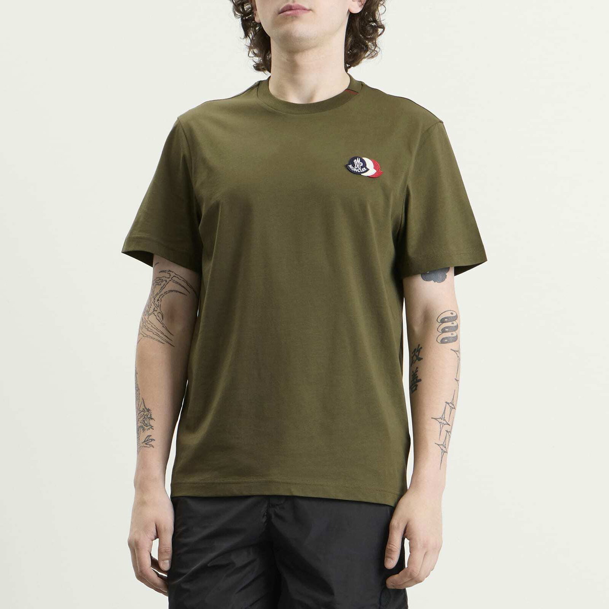 Moncler Men's Cotton Patch Logo T-Shirt in Green