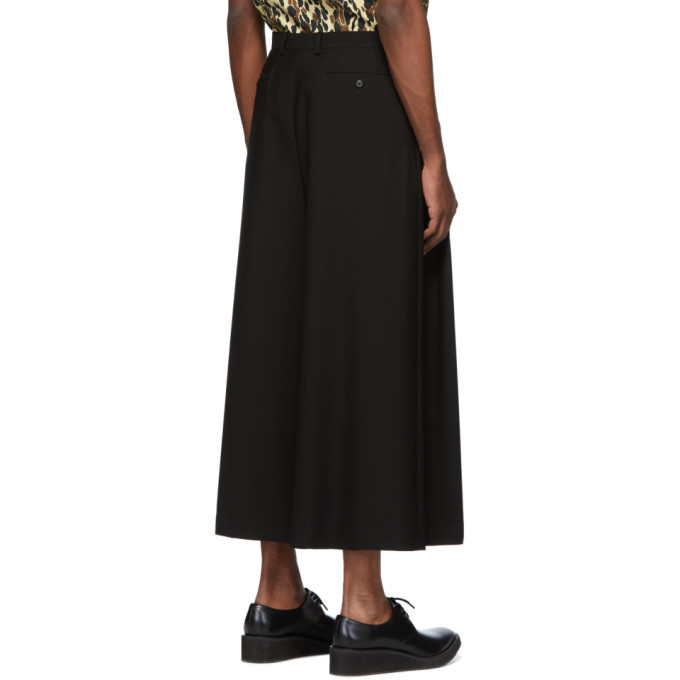 Lad Musician Black 2Tuck Cropped Wide Trousers