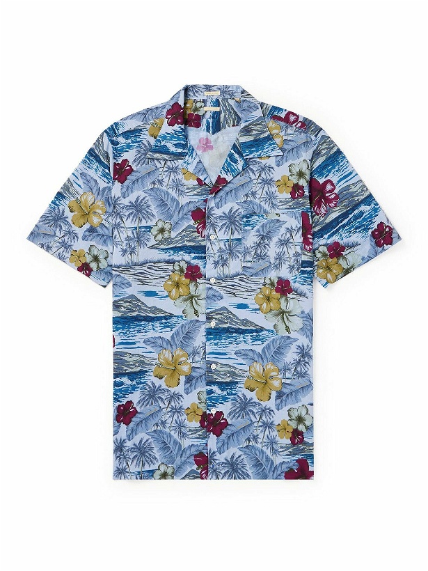 Photo: Massimo Alba - Venice Camp-Collar Printed Cotton Shirt - Blue