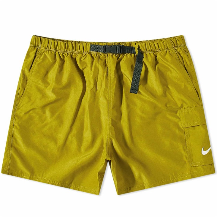 Photo: Nike Swim Men's Belted 5" Volley Short in Moss
