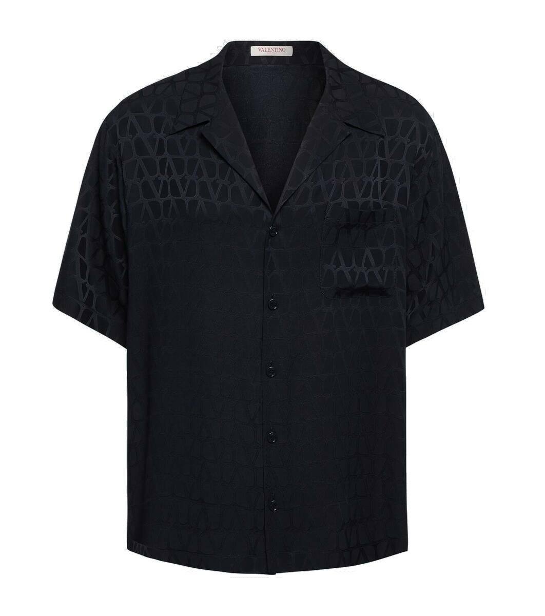 Valentino Printed cotton poplin bowling shirt Valentino