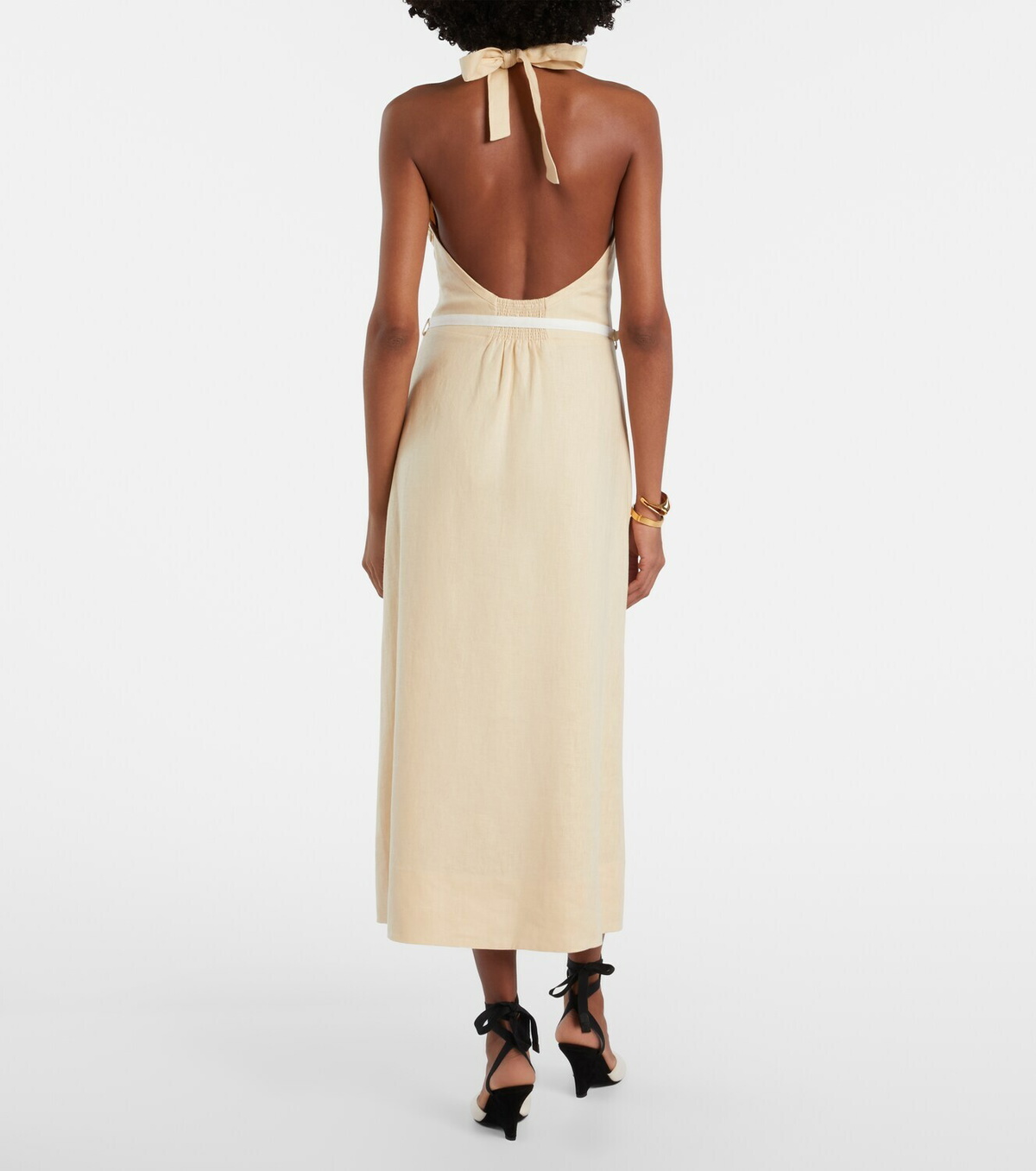 Posse Pamela halterneck linen midi dress