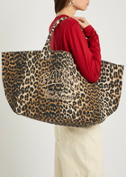 Ganni Printed Xxl Shopper Canvas Tote bag - Leopard - One Size