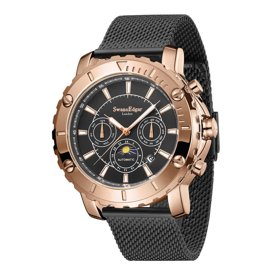 Swan & Edgar Bolt Automatic Black Dial Mens Watch SE01241