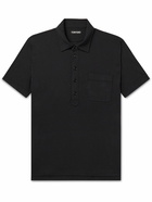 TOM FORD - Cotton and Silk-Blend Piqué Polo Shirt - Black