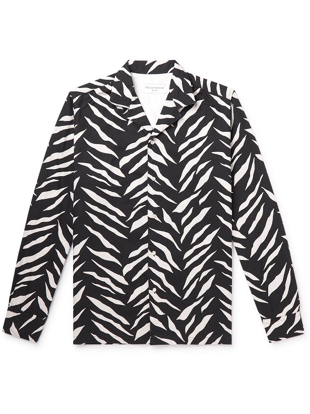 Photo: Officine Générale - Eren Camp-Collar Zebra-Print Cotton-Poplin Shirt - Black