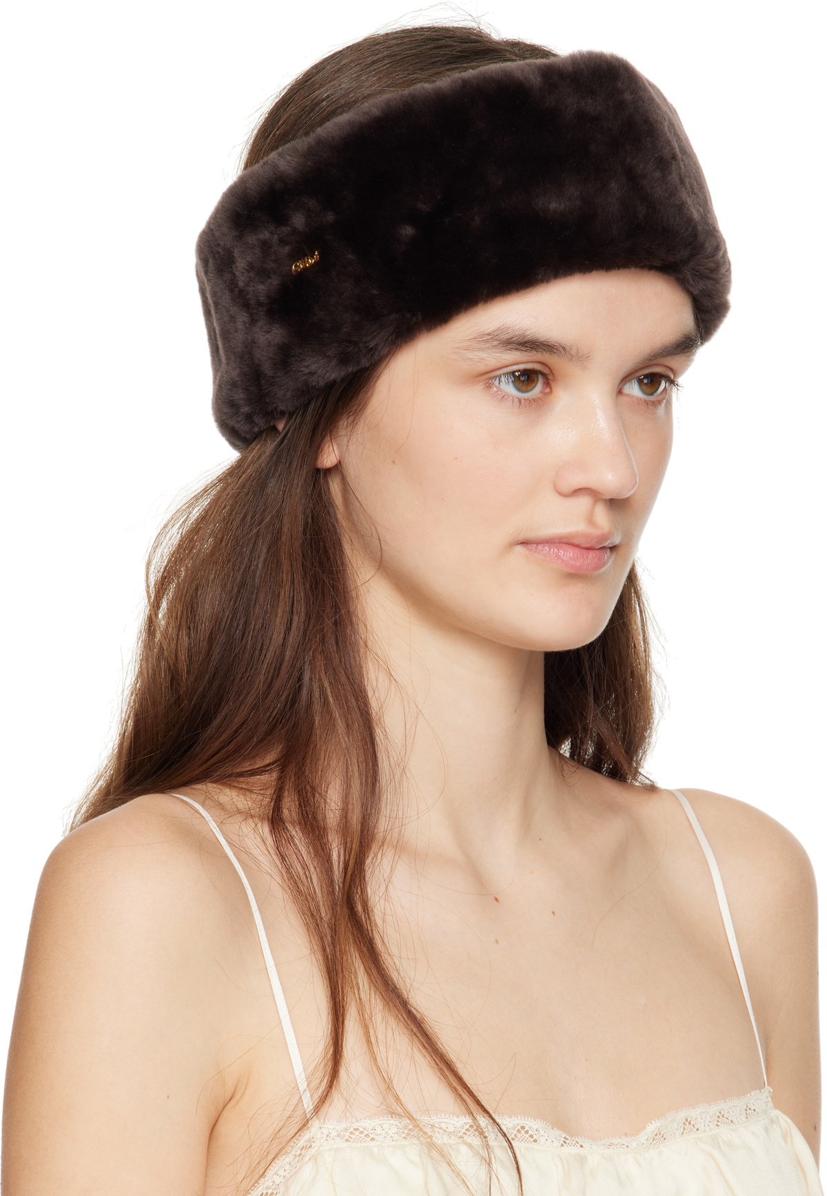 Chloé Brown Shearling Headband