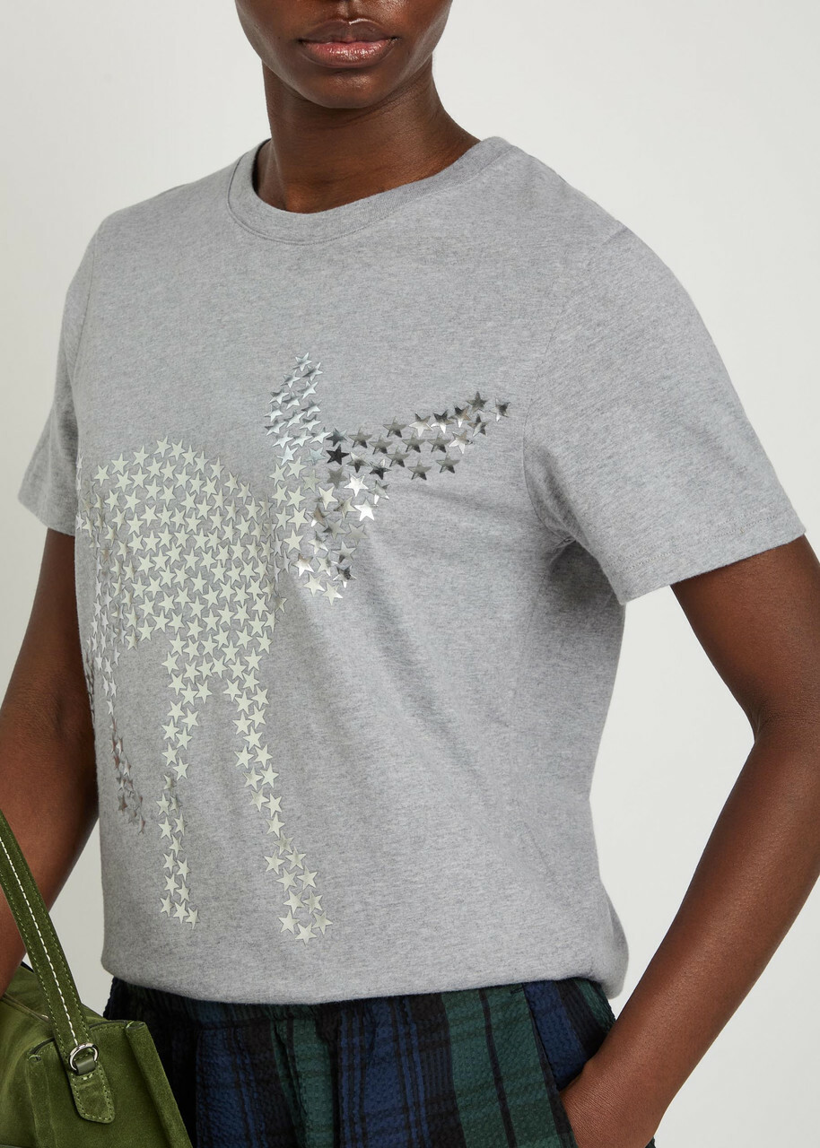 JW Anderson Star-appliquéd Cotton T-shirt Grey