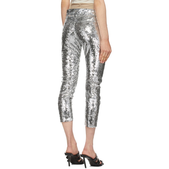 Sequined mid-rise leggings in silver - Junya Watanabe