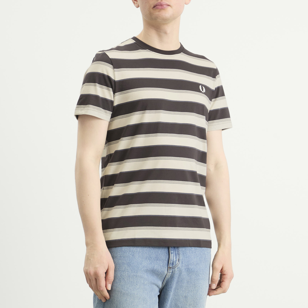 Fred Perry Men's Fine Stripe T-Shirt in Anchor Grey