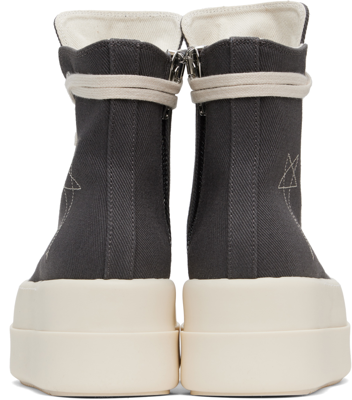 【RICK OWENS】DRKSHDW グレー Hollywood Double Bumper Sneaks Rick Owens DRKSHDW: Gray Hollywood Double Bumper Sneaks