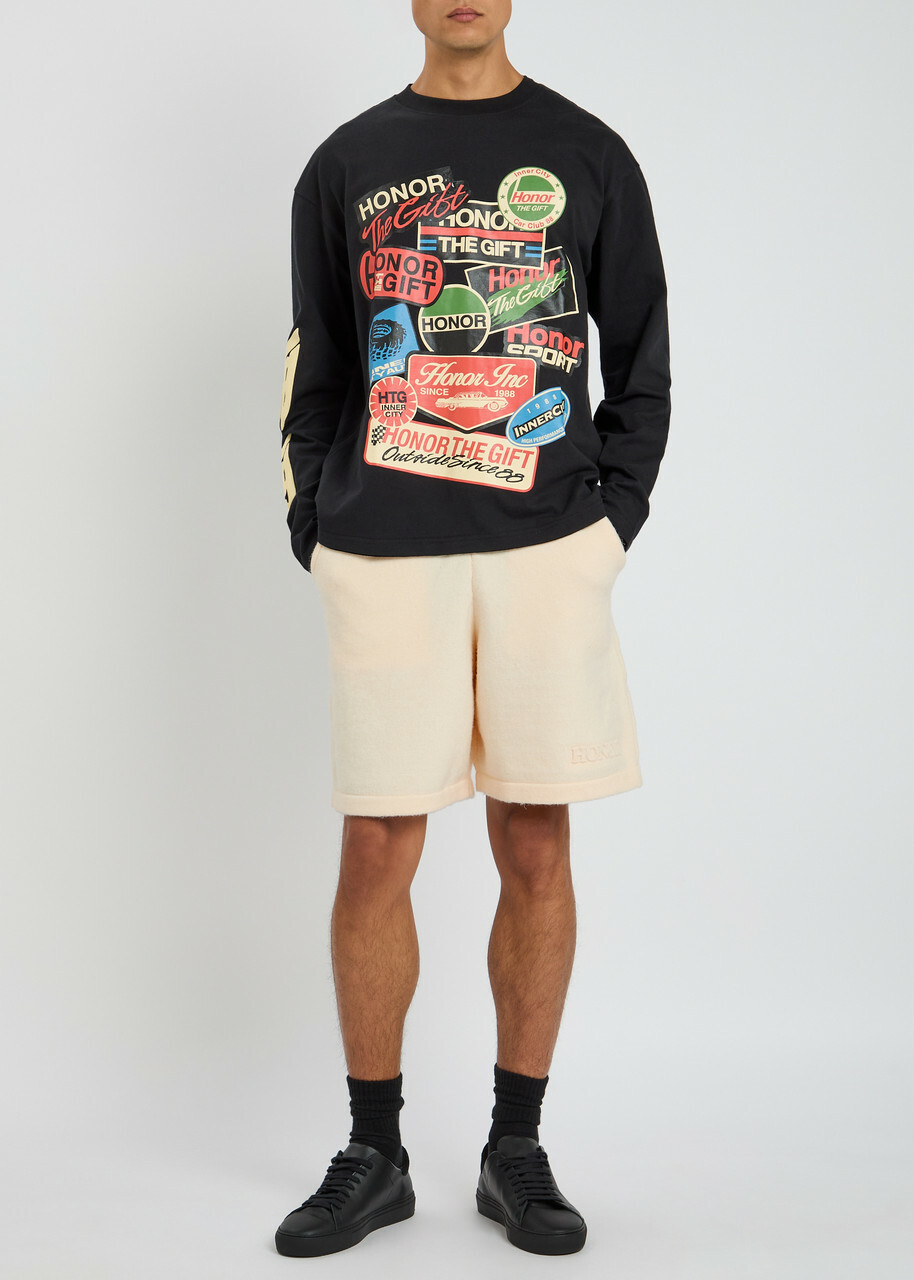 Honor The Gift Logo Brushed Knit Shorts Cream
