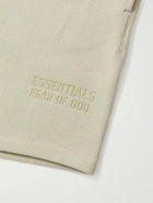 FEAR OF GOD ESSENTIALS - Logo-Flocked Cotton-Blend Jersey Drawstring Shorts - Gray