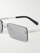 Off-White - Riccione Rectangle-Frame Silver-Tone Sunglasses