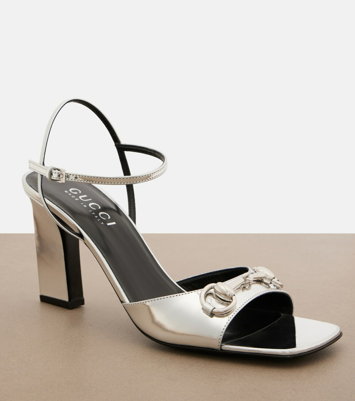 Gucci Signora Horsebit metallic leather sandals