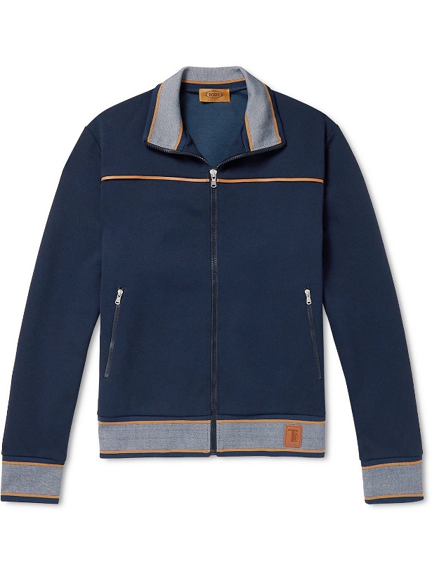 Photo: Tod's - Logo-Appliquéd Piped Technical Twill Track Jacket - Blue