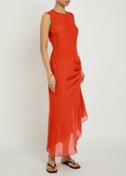 Liberowe Enya Gathered Silk Maxi Dress Red