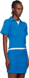 JW Anderson Blue Cropped Cable Knit Polo