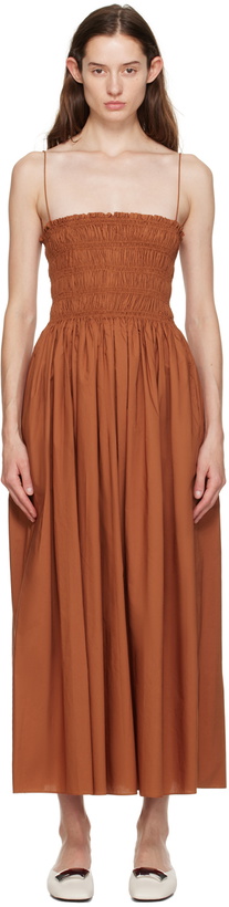 Photo: Matteau Orange Shirred Maxi Dress