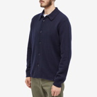 Norse Projects Men's Martin Merino Lambswool Button Polo Shirt in Dark Navy