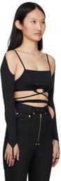 BONBOM Black Tie-Up Sleeve Tank Top