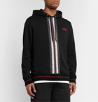 Burberry - Logo-Print Striped Loopback Cotton-Jersey Hoodie - Black