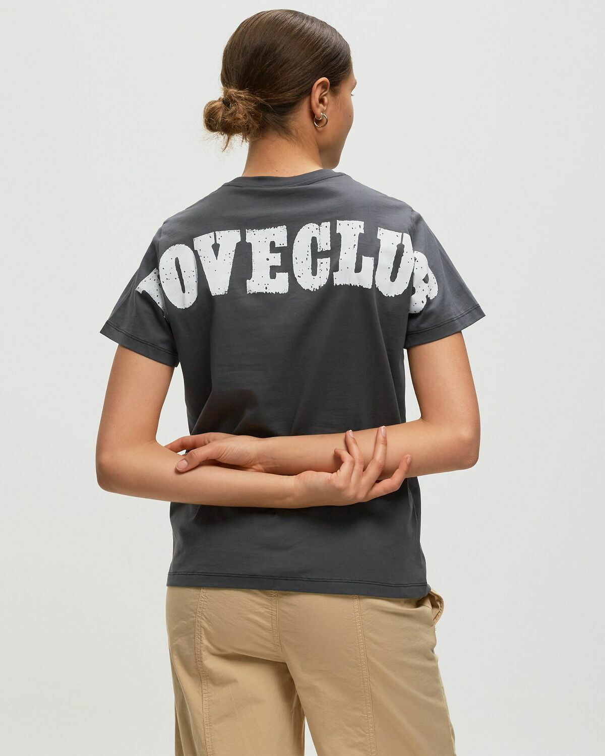 Ganni Wmns Basic Jersey Loveclub Relaxed T Shirt Black - Womens