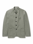 Boglioli - Slim-Fit Nehru-Collar Herringbone Linen Jacket - Gray