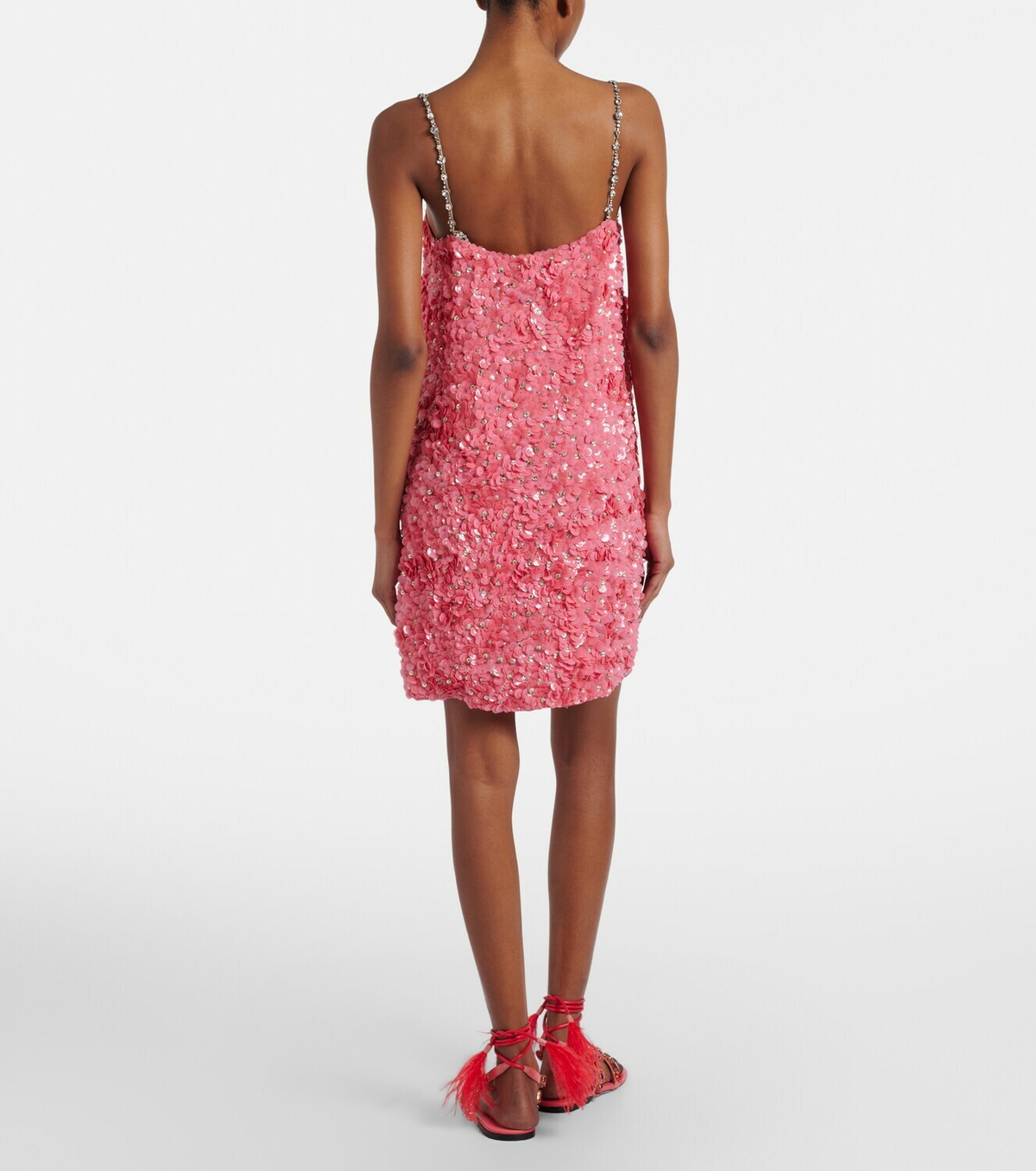 Valentino Embellished silk chiffon slip dress