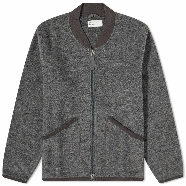 Photo: Universal Works Men's Wool Fleece Zip Bomber Jacket in Grey Marl