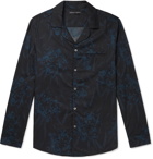 Desmond & Dempsey - Camp-Collar Piped Printed Cotton Pyjama Shirt - Black