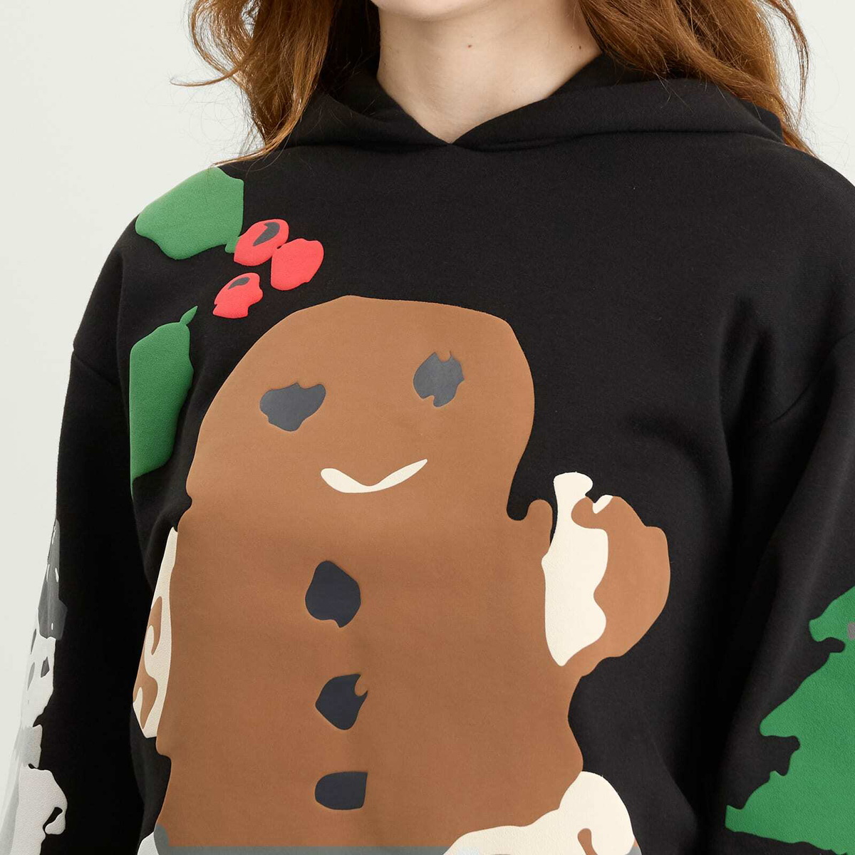 SKIMS Women's x CPFM Cotton Fleece Classic Hoodie in Onyx Gingerbread Print