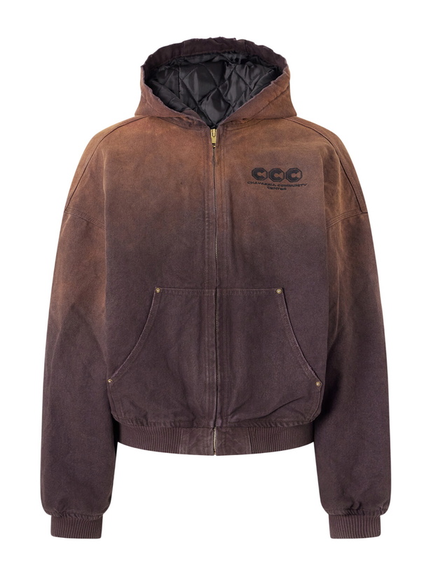 Photo: Willy Chavarria - Juggernaut Logo-Embroidered Ombré Cotton-Canvas Bomber Jacket - Brown