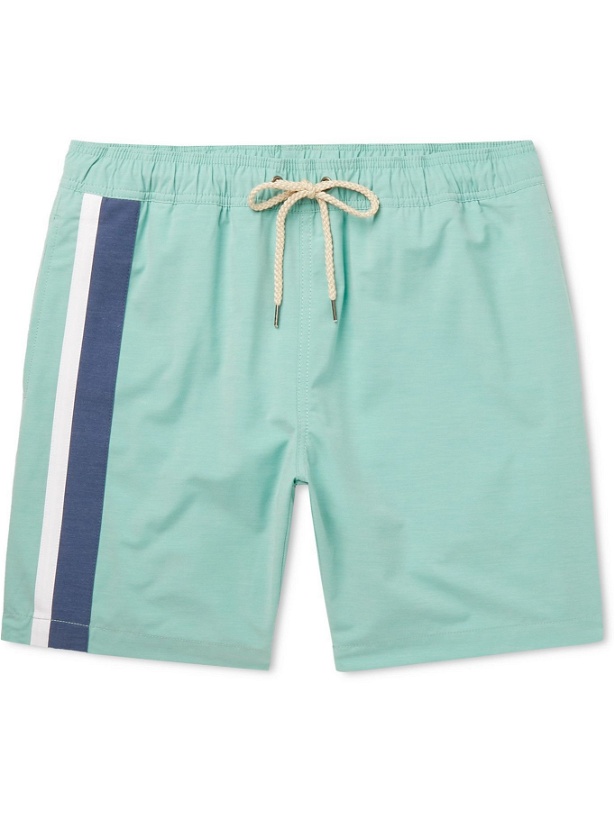 Photo: FAHERTY - Beacon Mid-Length Printed Swim Shorts - Blue