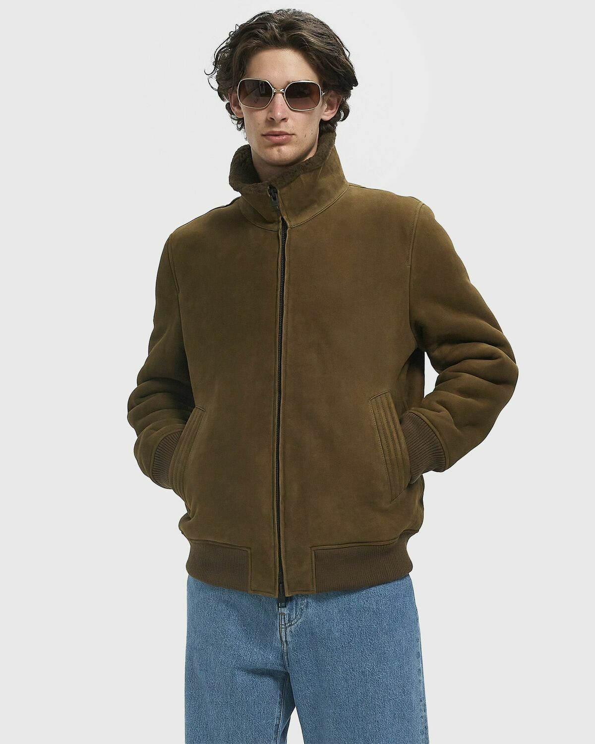 CLOSED SHEARLING JACKET Green Mens Bomber Jacket
