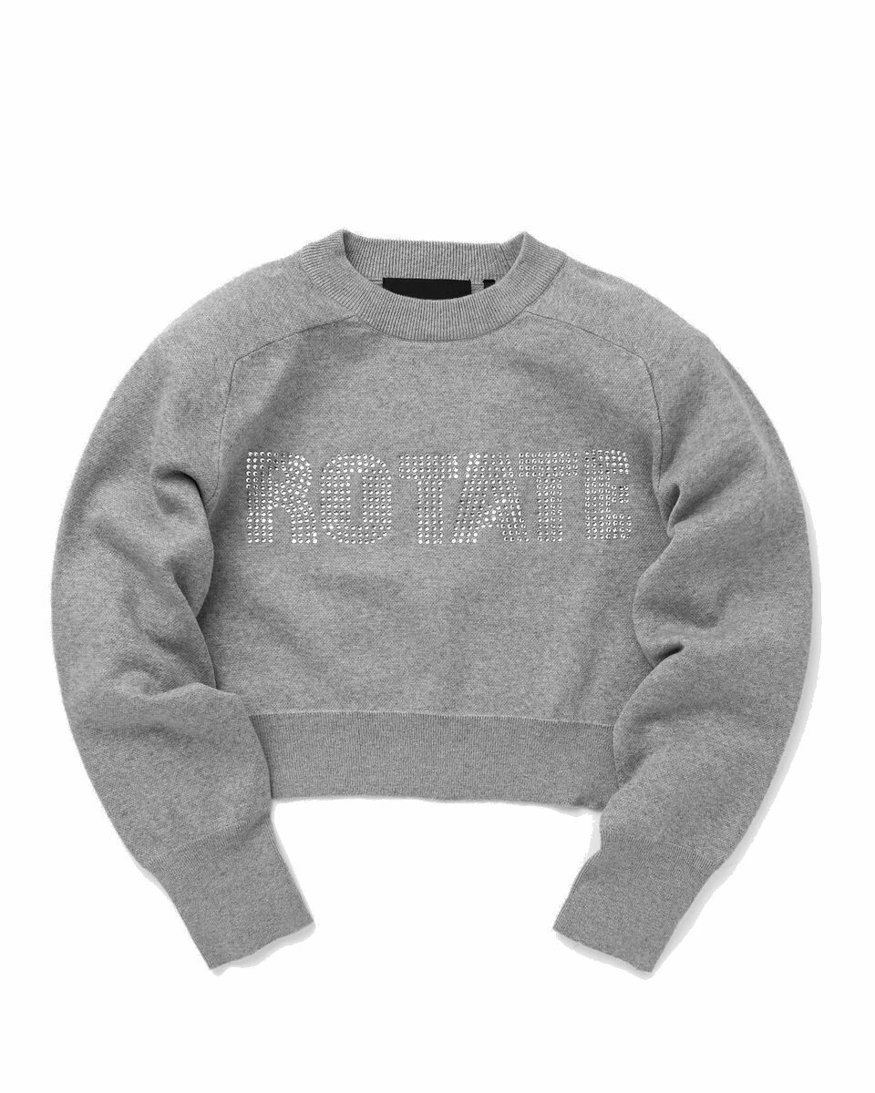 Photo: Rotate Birger Christensen Firm Knit Cropped Jumper Grey - Womens - Sweatshirts