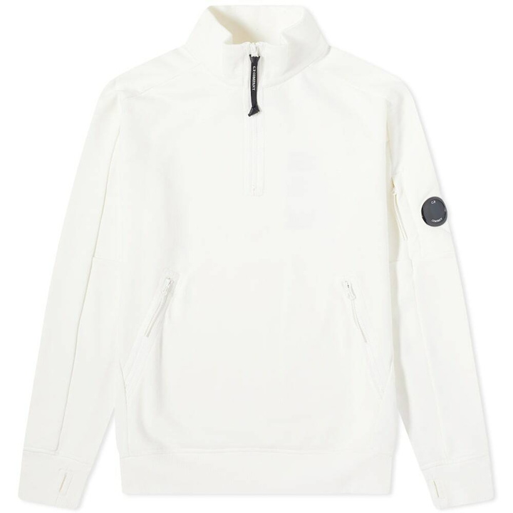 Photo: C.P. Company Men's Arm Lens Quarter Zip Sweat in Gauze White