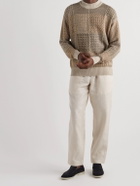 Loro Piana - Patchwork Linen, Silk and Cotton-Blend Sweater - Brown