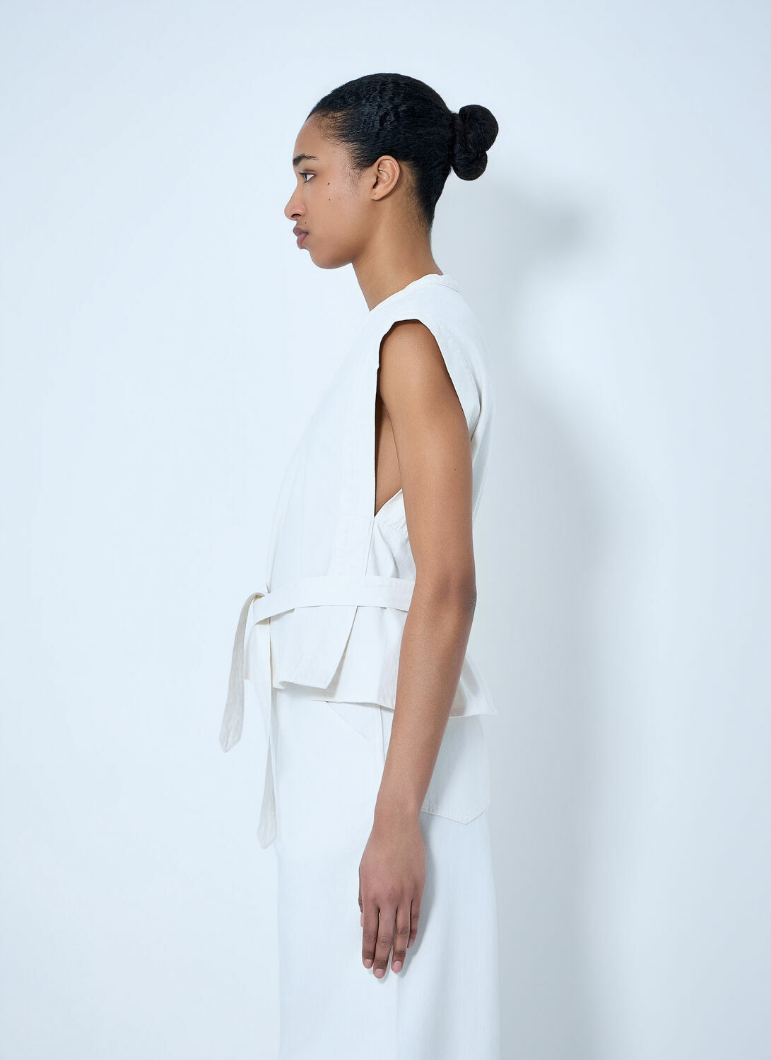 Lemaire Sleeveless V-Neck Top with Belted Waist