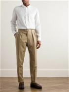 Officine Générale - Straight-Leg Pleated Belted Wool Suit Trousers - Neutrals