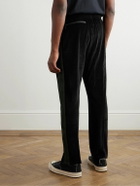 Needles - Straight-Leg Webbing-Trimmed Logo-Embroidered Cotton-Blend Velour Track Pants - Black
