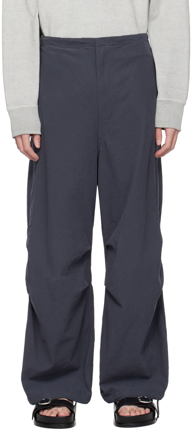 YLÈVE /VISCOSE COTTON PAINTER TROUSERS4 Namu Shop - Yleve Viscose Cotton Painter Pants - Charcoal Navy