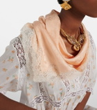 Chloé Embellished lace-trimmed silk jacquard scarf