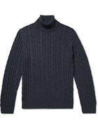 LORO PIANA - Cable-Knit Baby Cashmere Rollneck Sweater - Blue